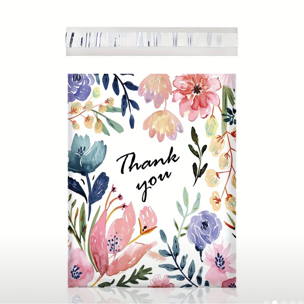 Floral Thank You Polymailers (15) 10 x 13” Size NWOT